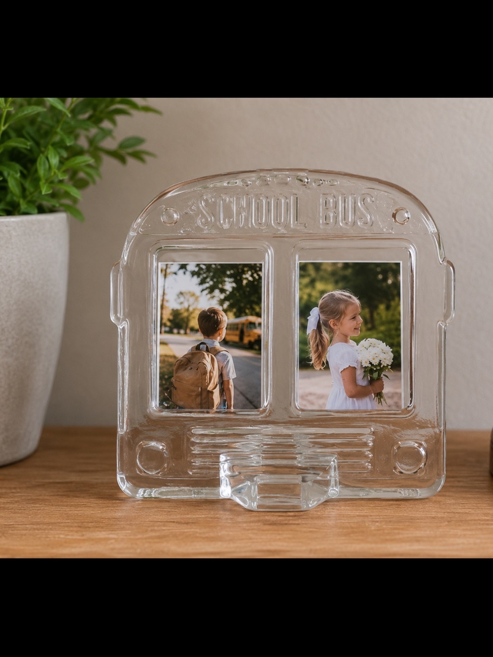 Vintage Studio Nova Crystal Japan School Bus Picture Frame